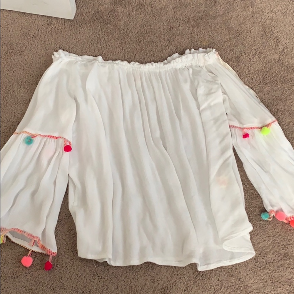 Long sleeve off the shoulder